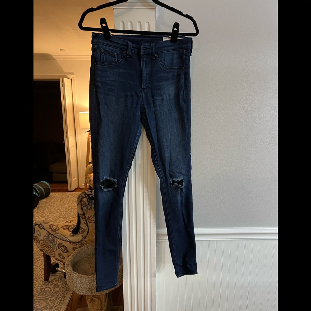 Bought at Saks Off Fifth. Destroyed denim at knees. Size 27. Great condition.